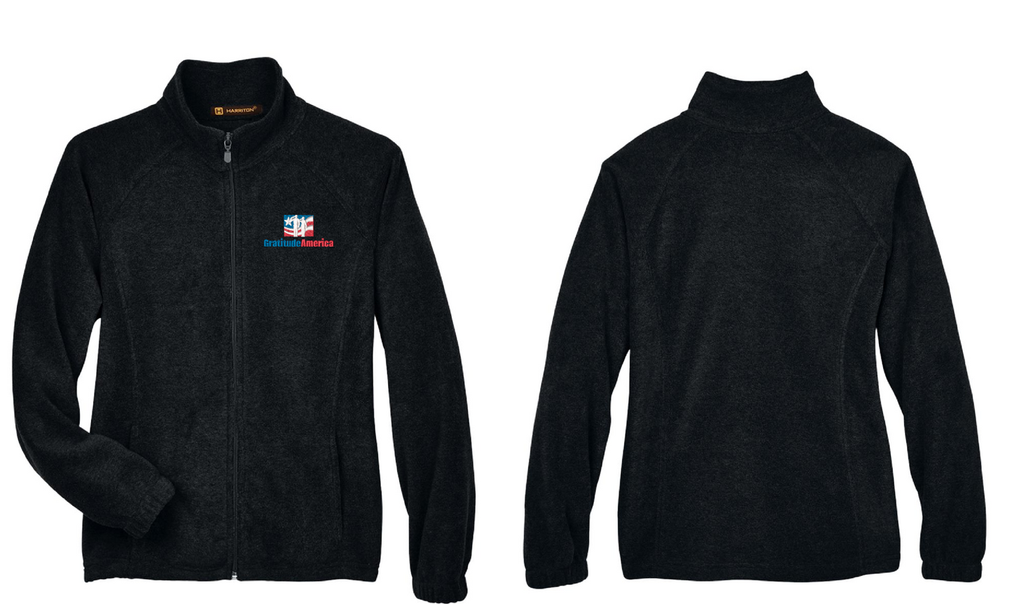 GratitudeAmerica Harriton Women's Fleece Zip-Up Jacket (Black)