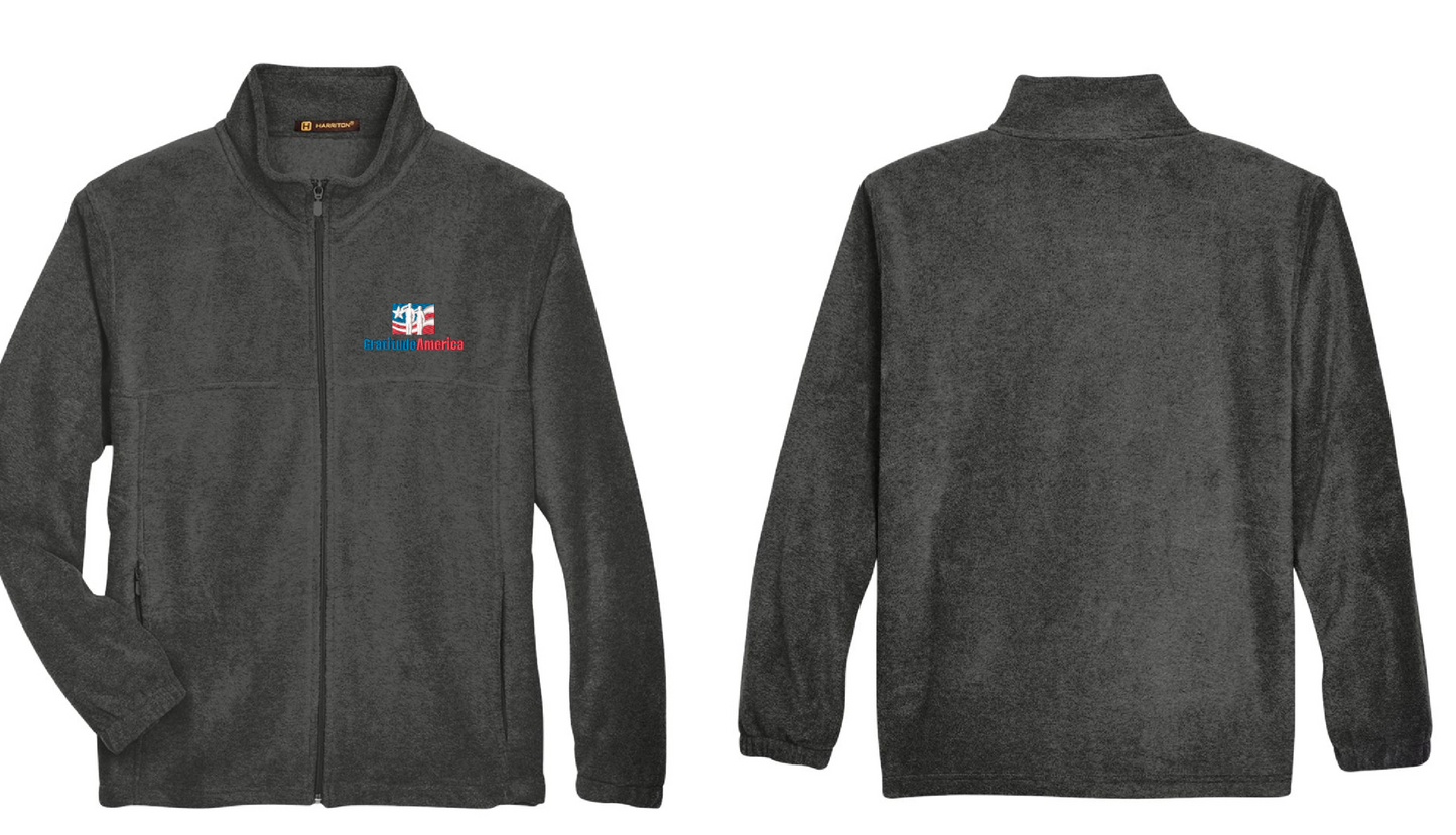 Gratitude America Harriton Men's Fleece Zip-Up Jacket (Grey)